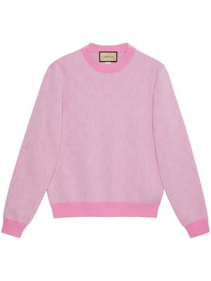 Gucci monogram-jacquard wool jumper - Pink