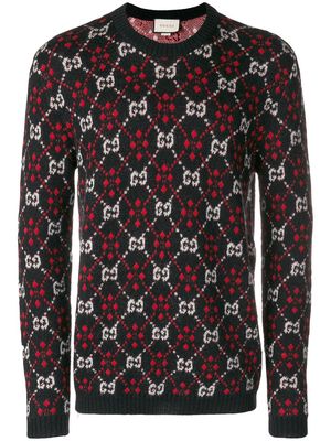 Gucci monogram knit jumper - Black