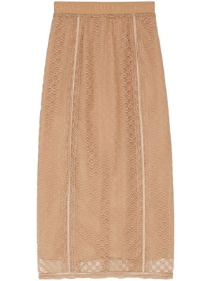 Gucci monogram-pattern high-waisted skirt - Neutrals