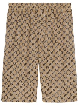 Gucci monogram-pattern knee-length shorts - Neutrals