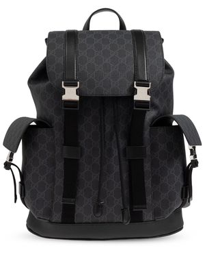 Gucci monogram-pattern print backpack - Black