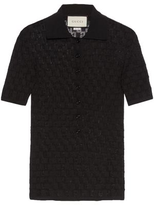 Gucci monogram-pattern silk-cotton polo shirt - Black