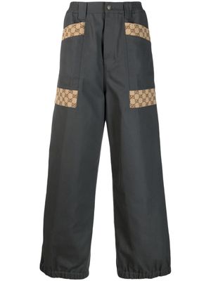 Gucci monogram-print loose fit trousers - Grey
