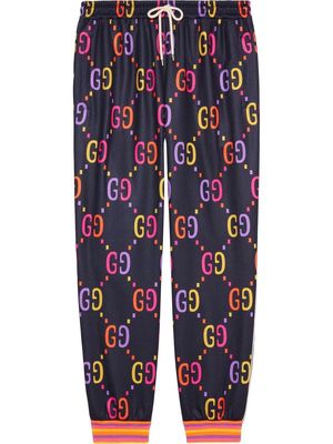 Gucci monogram-print straight-leg trousers - Blue