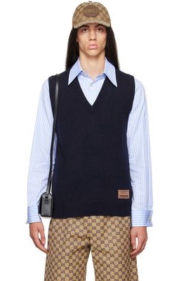 Gucci Navy Jacquard Vest