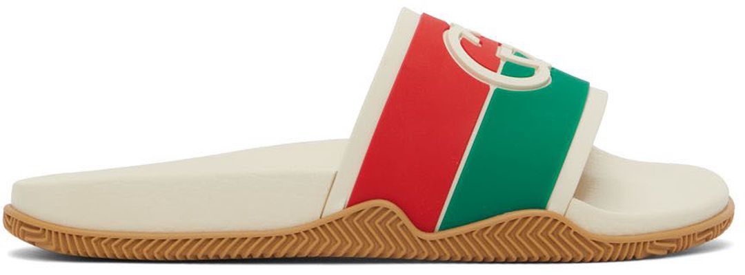 Gucci Off-White Interlocking G Flat Sandals