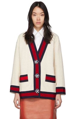 Gucci Off-White Tweed Oversized Cardigan