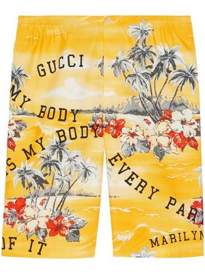 Gucci palm-print Bermuda shorts - Yellow