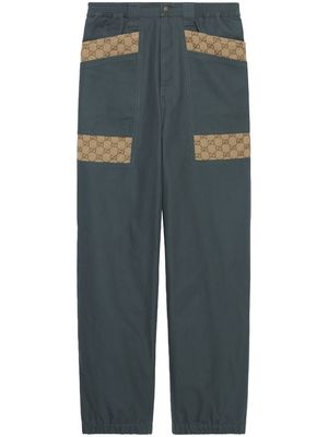 Gucci panelled monogram-pattern jeans - 1168 Grey