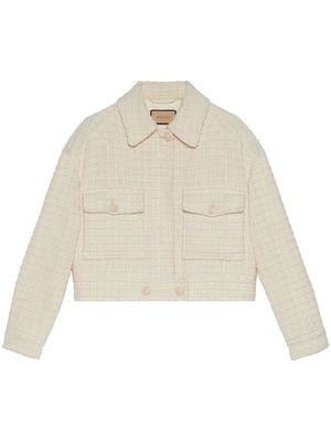 Gucci patch-pocket tweed shirt jacket - Neutrals