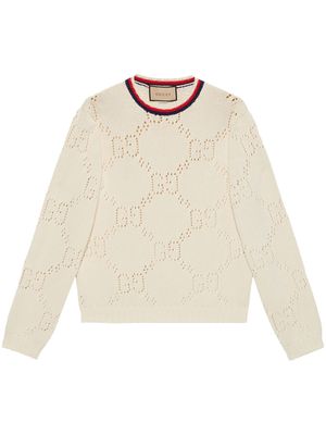 Gucci perforated GG cotton jumper - White