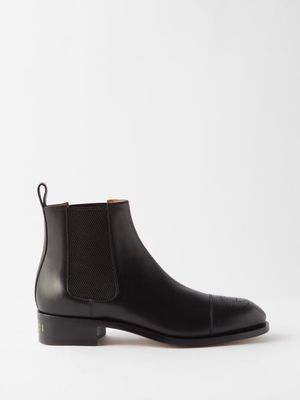 Gucci - Perforated-logo Leather Chelsea Boots - Mens - Black