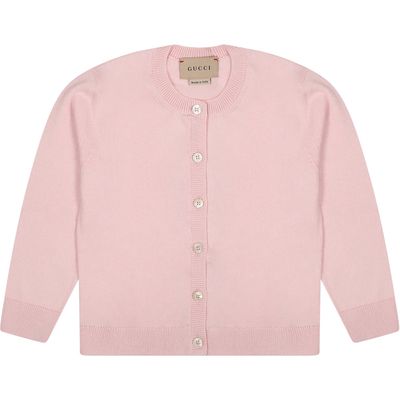 Gucci Pink Cardigan For Baby Girl With Logo