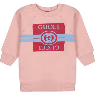 Gucci Pink Sweatshirt For Baby Girl With Double G