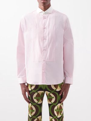 Gucci - Pintucked-yoke Cotton-poplin Shirt - Mens - Pink Multi