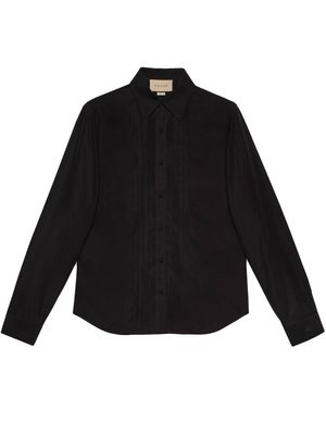 Gucci pleat-front cotton poplin shirt - Black