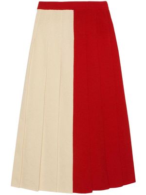 Gucci pleated wool midi skirt - Red