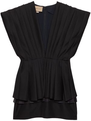 Gucci pleated wool mini dress - Black