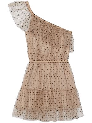 Gucci polka-dot one-shoulder minidress - Neutrals