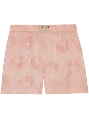 Gucci poppy-print silk boxer shorts - Pink