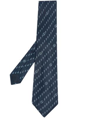 Gucci Pre-Owned 1970s logo-jacquard silk tie - Blue