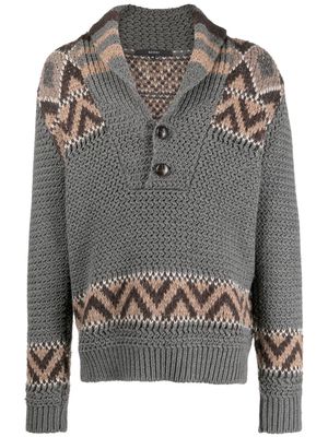 Gucci Pre-Owned 2000s zigzag pattern shawl lapels jumper - Grey