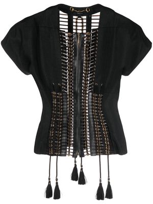 Gucci Pre-Owned 2010s lace-up detailing zipped top - Black