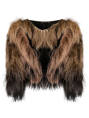 Gucci Pre-Owned 2010s two-tone feather sleeves - Brown