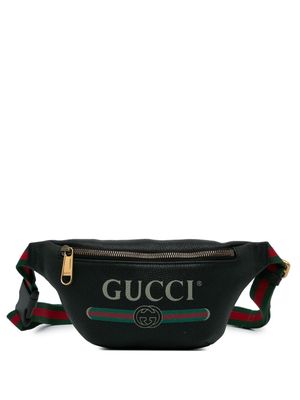 Gucci Pre-Owned 2015 logo-print leather belt bag - Black