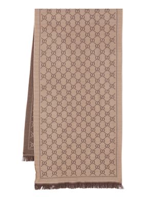 Gucci Pre-Owned GG jacquard wool scarf - Brown