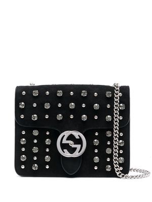 Gucci Pre-Owned Interlocking G crystal-embellished crossbody bag - Black
