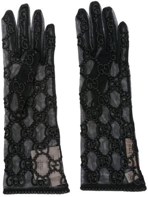 Gucci Pre-Owned Interlocking G embroidered tulle gloves - Black