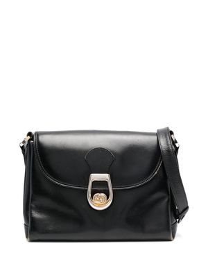 Gucci Pre-Owned interlocking G plaque flap shoulder bag - Black