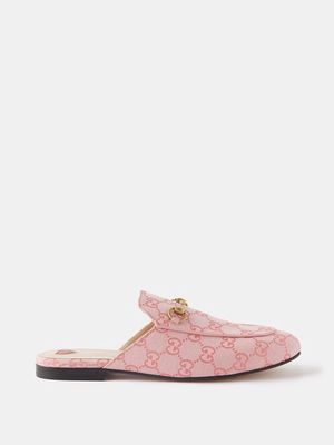 Gucci - Princetown Backless Gg-supreme Loafers - Womens - Light Pink
