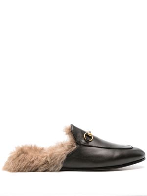 Gucci Princetown shearling leather mules - Black