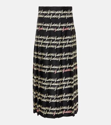 Gucci Printed pleated silk midi skirt