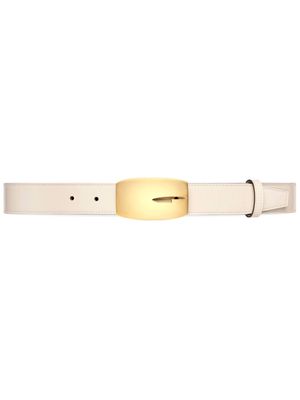 Gucci rectangular G buckle leather belt - White