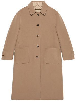 Gucci reversible GG-print wool coat - Brown