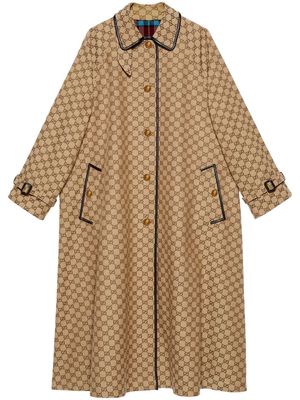 Gucci Reversible GG tartan coat - Brown