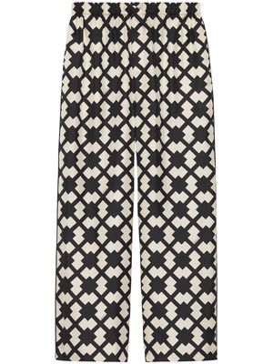 Gucci rhombus tile-print silk trousers - White