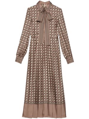 Gucci Round G printed silk shirt dress - Brown