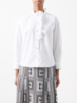 Gucci - Ruffle-collar Cotton-poplin Shirt - Womens - White