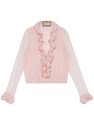 Gucci ruffled silk blouse - Pink