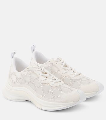 Gucci Run embellished suede and mesh sneakers