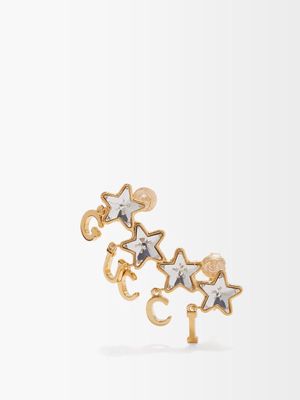 Gucci - Script-logo Crystal Star Climber Single Earring - Womens - Gold