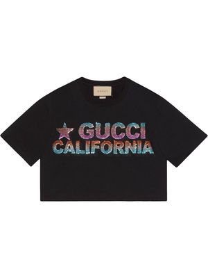 Gucci sequin embellished cropped T-shirt - Black