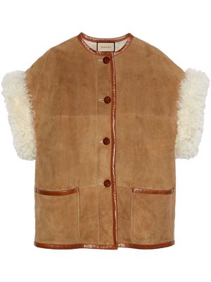 Gucci shearling-lined suede vest - Brown