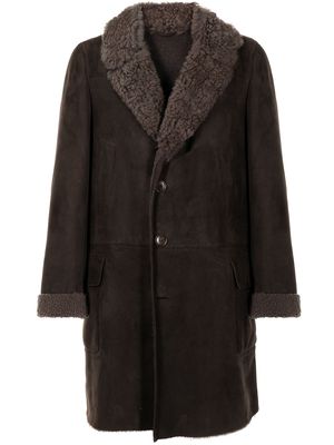 Gucci shearling trim knee-length coat - Brown