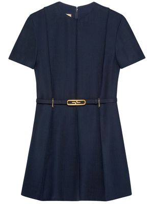 Gucci short-sleeved belted mini dress - Blue