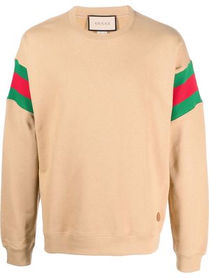 Gucci signature-stripe detail sweatshirt - Neutrals